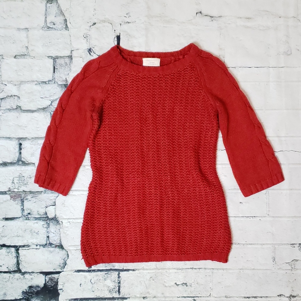 Zara Burgundy Knit ¾ Sleeve Sweater